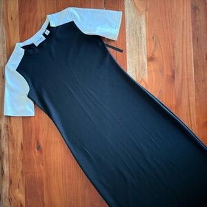 Elegant Black and White Midi Dress